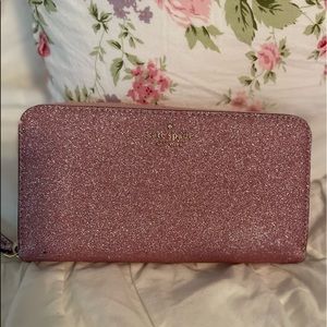 Kate Spade Joeley Shimmy Glitter Large Continental Wallet Rose Gold